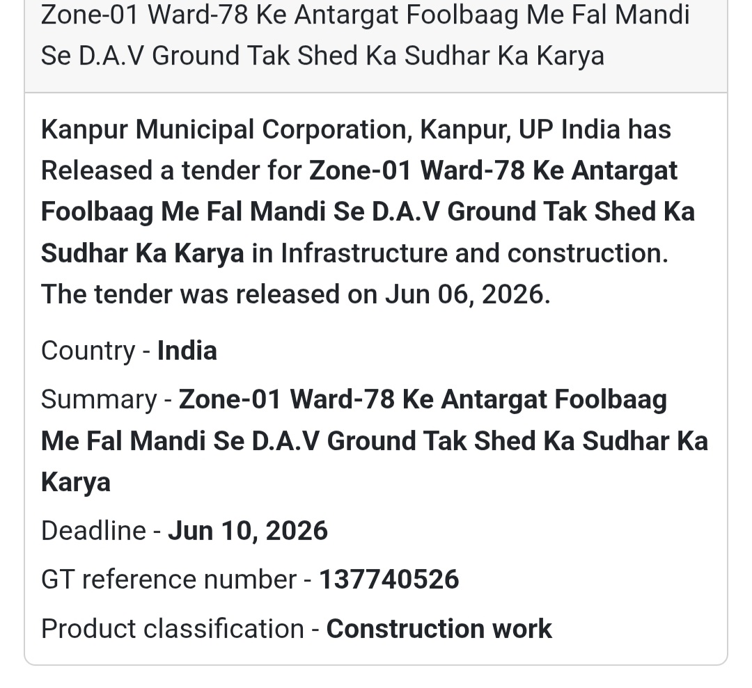 Kanpur, Uttar Pradesh | Shed Improvement Work at Fruit Market