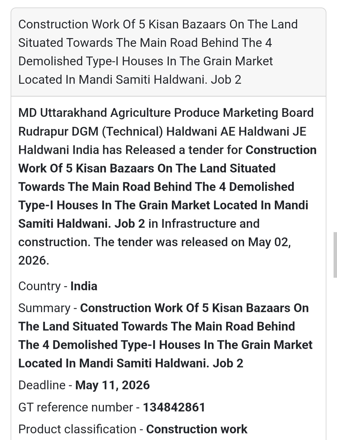 🏬 Kisan Bazaar Construction (Main Road Area - Job 2)