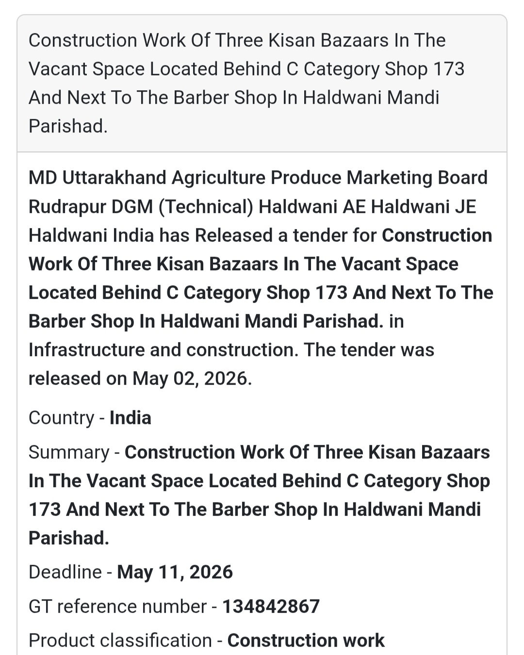 🏬 Kisan Bazaar Construction (Near Shop 173 Area)