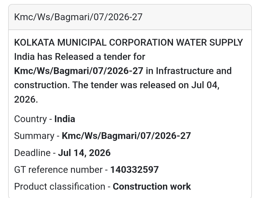 🚰 KMC Water Supply Tender | Bagmari, Kolkata 📍