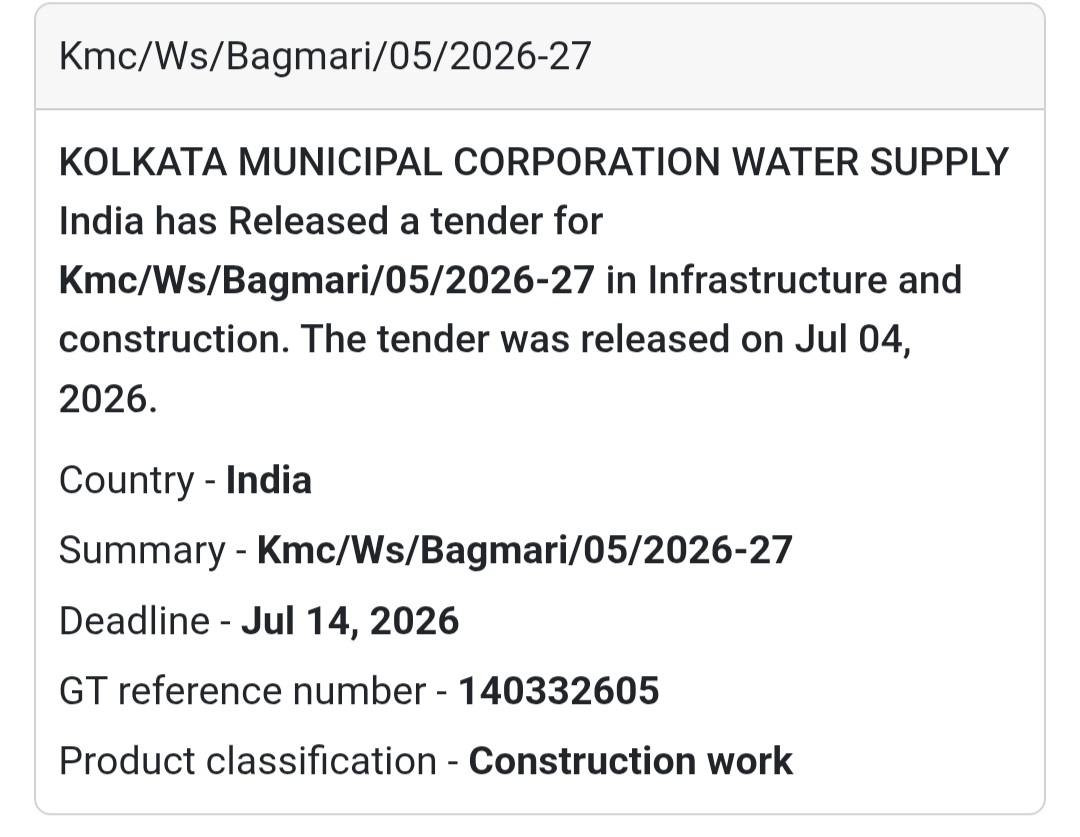 🚰 KMC Water Supply Tender | Bagmari, Kolkata 📍