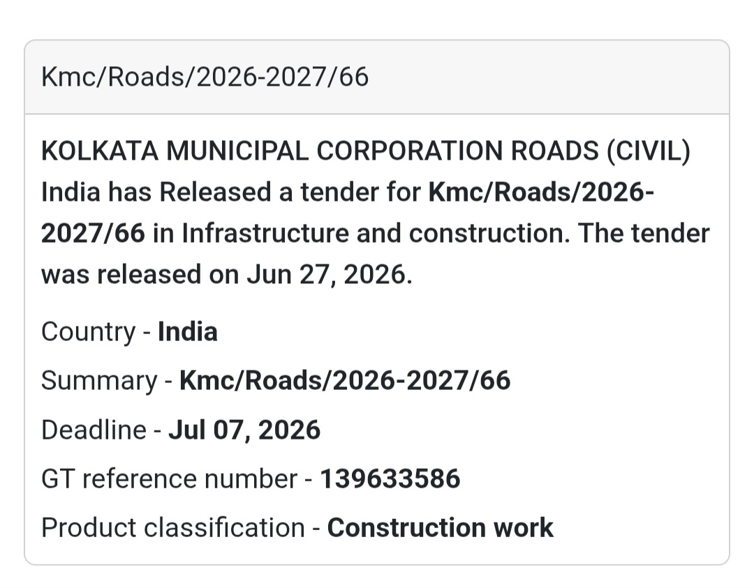 🛣️ KMC/Roads/2026-2027/66 | 📍Kolkata