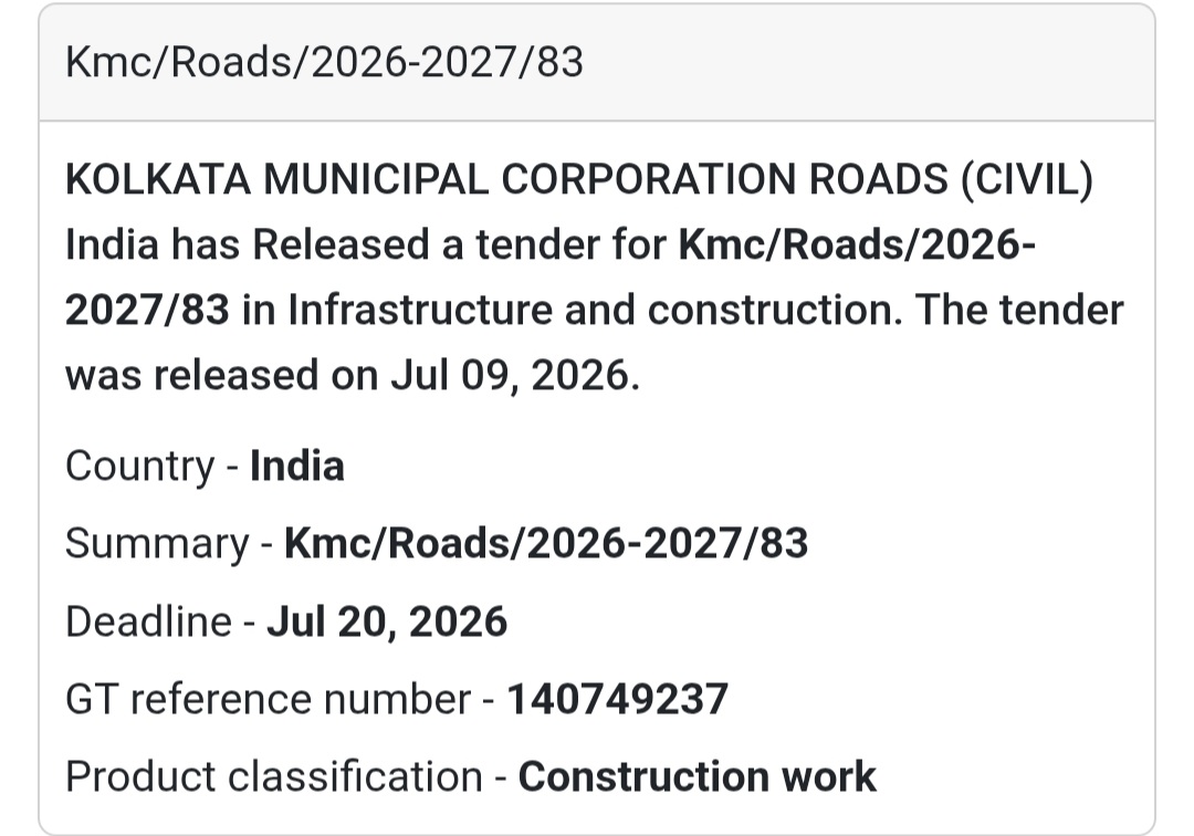 🛣️ KMC/Roads/2026-2027/83 | 📍Kolkata