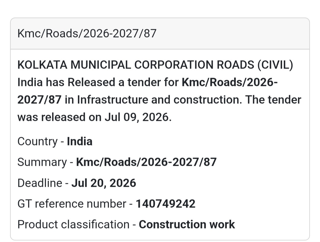 🛣️ KMC/Roads/2026-2027/87 | 📍Kolkata