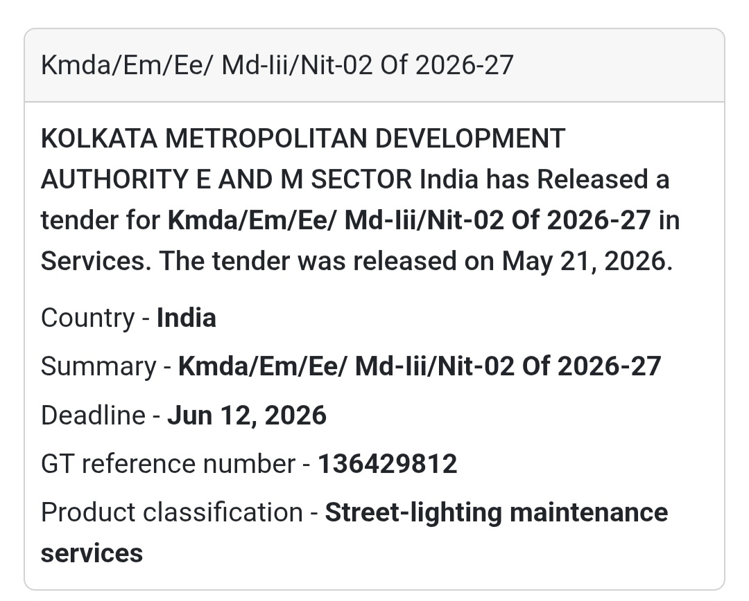 💡 KMDA Street Lighting Maintenance Tender
