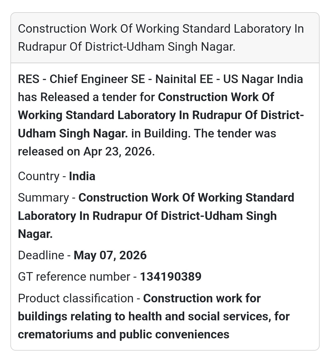 🏗️ Laboratory Construction – Rudrapur