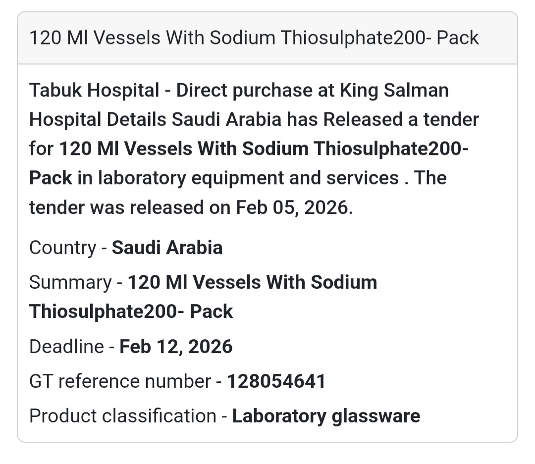 🧪 Laboratory Consumables Tender