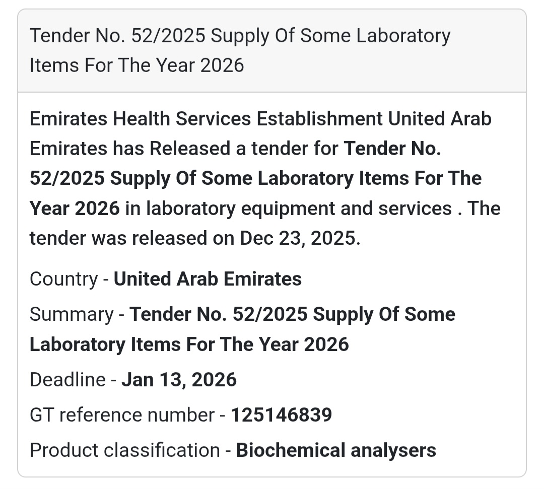 🧪 Laboratory Equipment Tender | UAE
