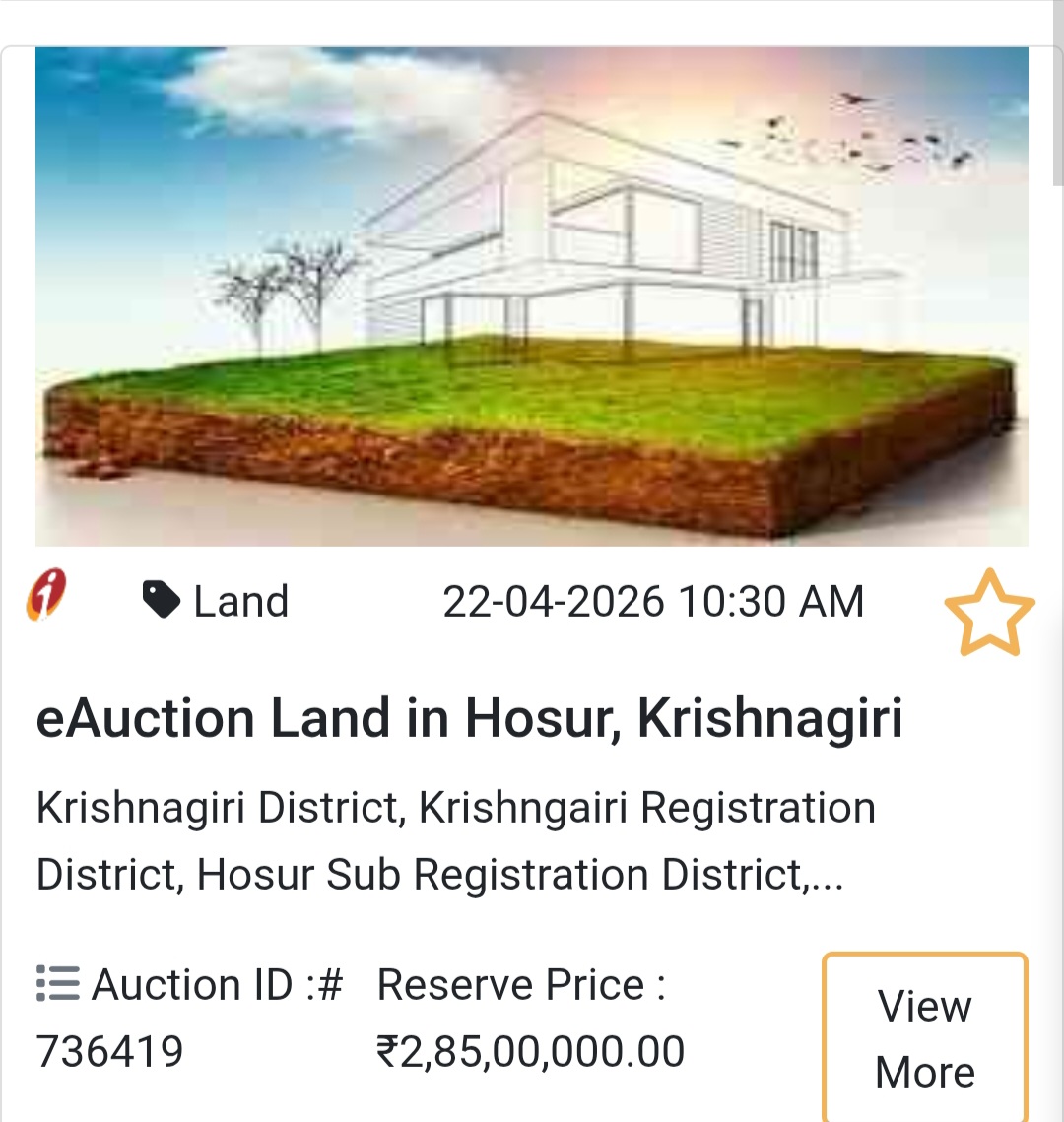 🌿 Land Auction in Hosur, Krishnagiri | Prime Plot