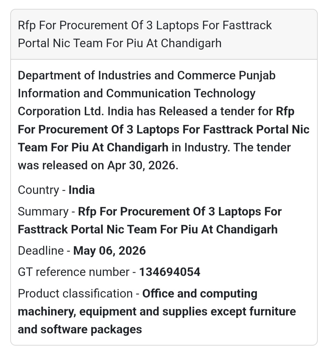 💻 Laptop Procurement Tender