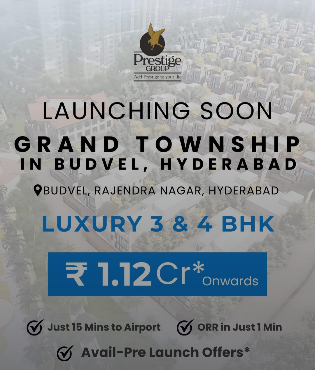 🏙️ Launching Soon: Prestige Grand Township in Budvel, Hyderabad!