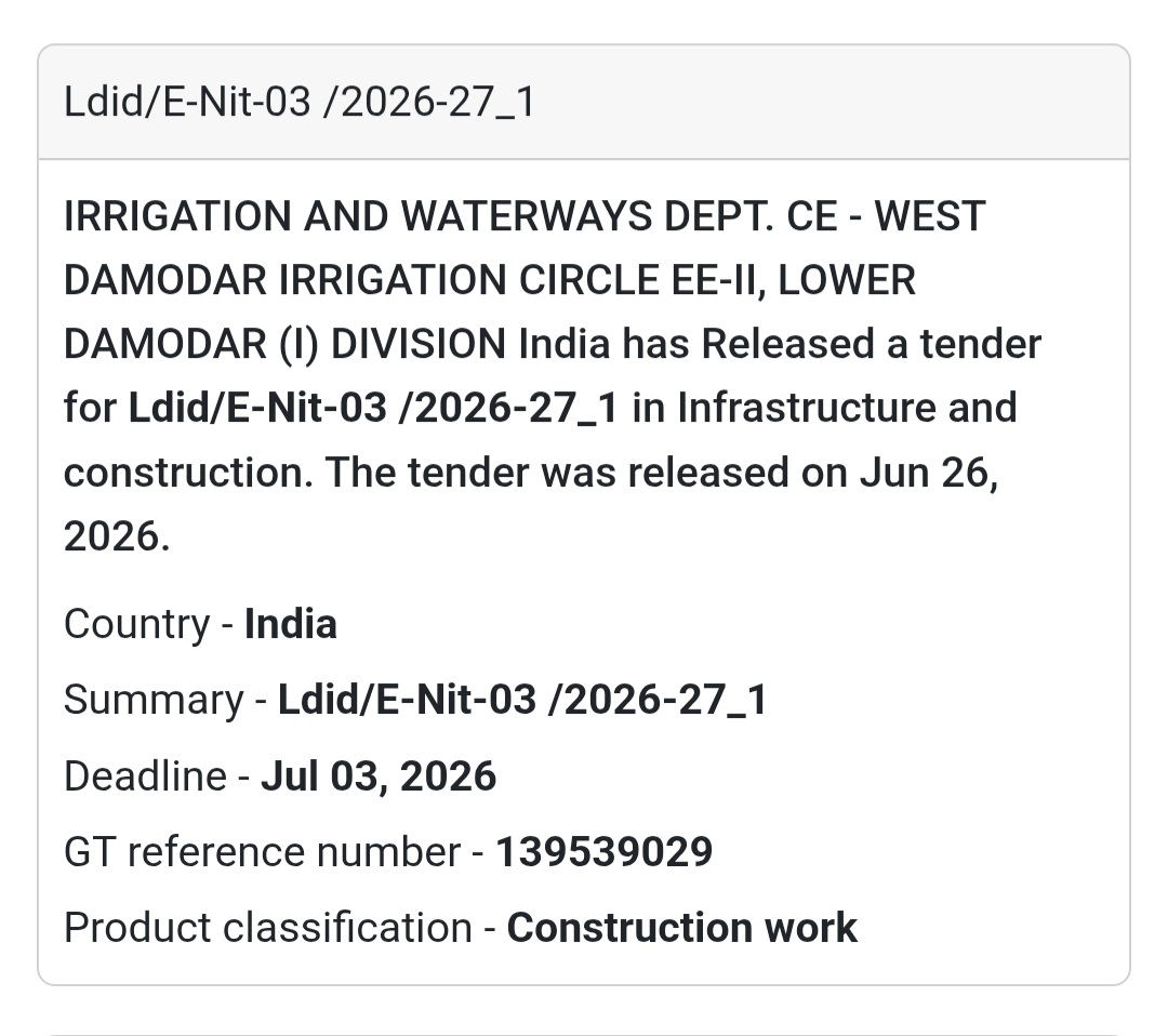 LDID/E-NIT-03/2026-27_1 – Lower Damodar (I) Division, West Bengal