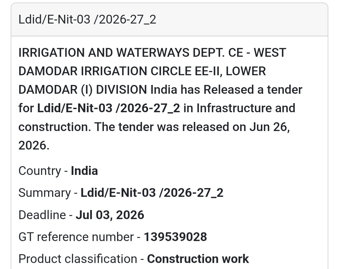 LDID/E-NIT-03/2026-27_2 – Lower Damodar (I) Division, West Bengal