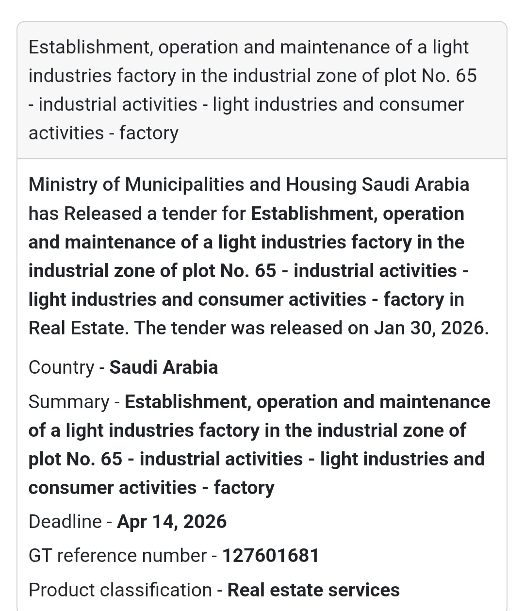 🏭 Light Industries Factory – Plot No. 65