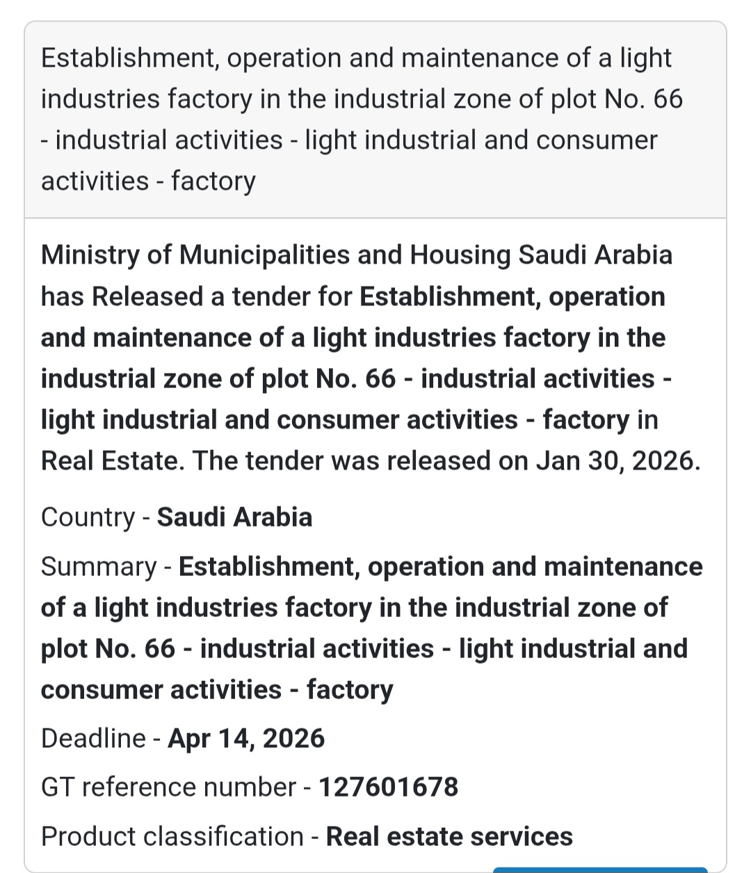 🏭 Light Industries Factory – Plot No. 66