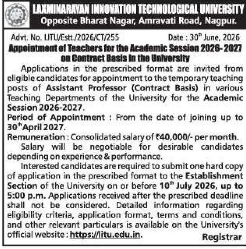 🎓 LIT University Recruitment 2026–27