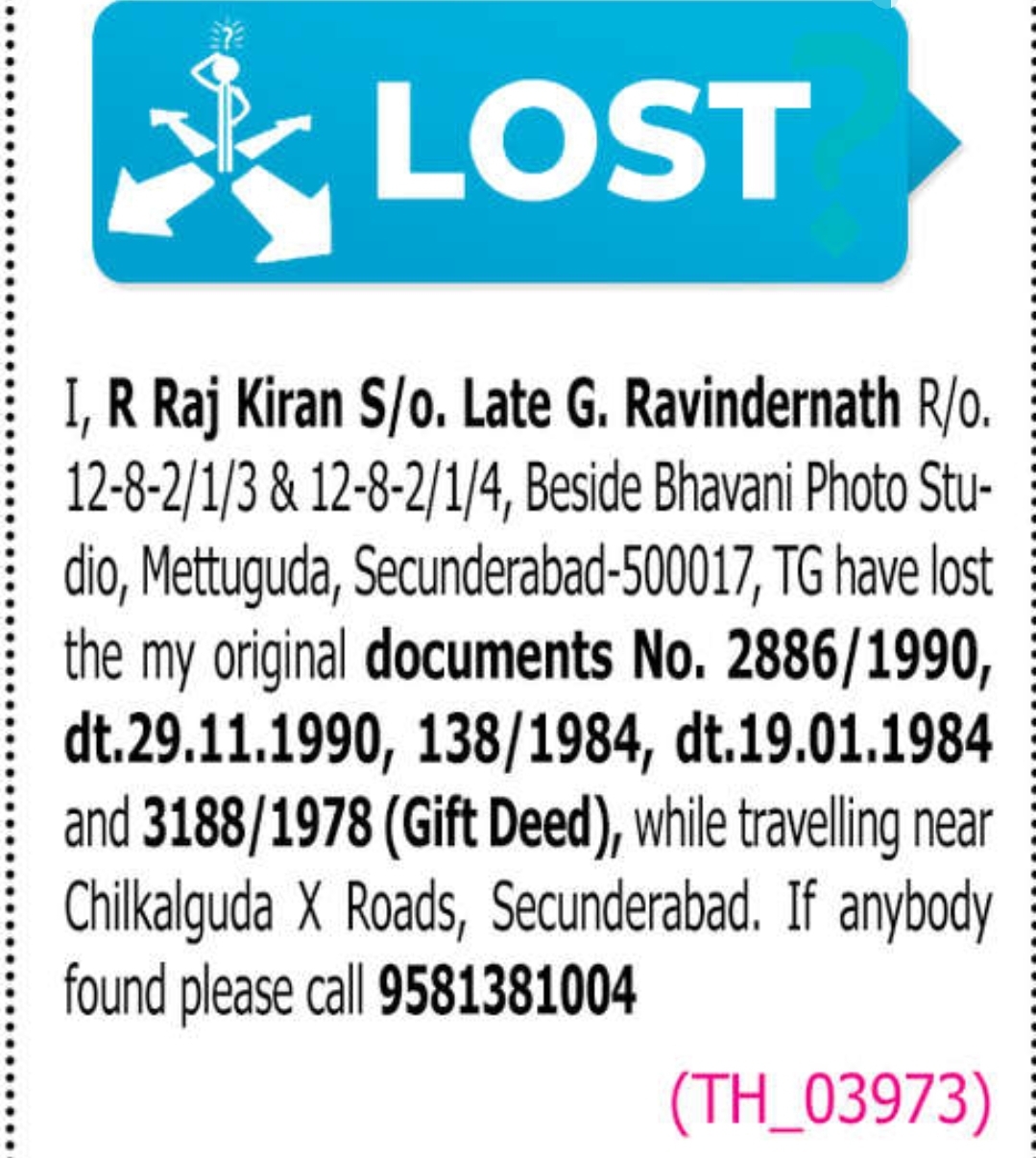 📄 Lost Property Documents Notice