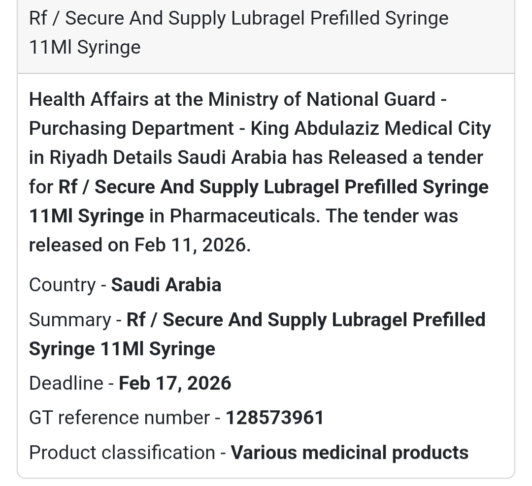 💉 Lubragel Prefilled Syringe 11ml – Ministry of National Guard