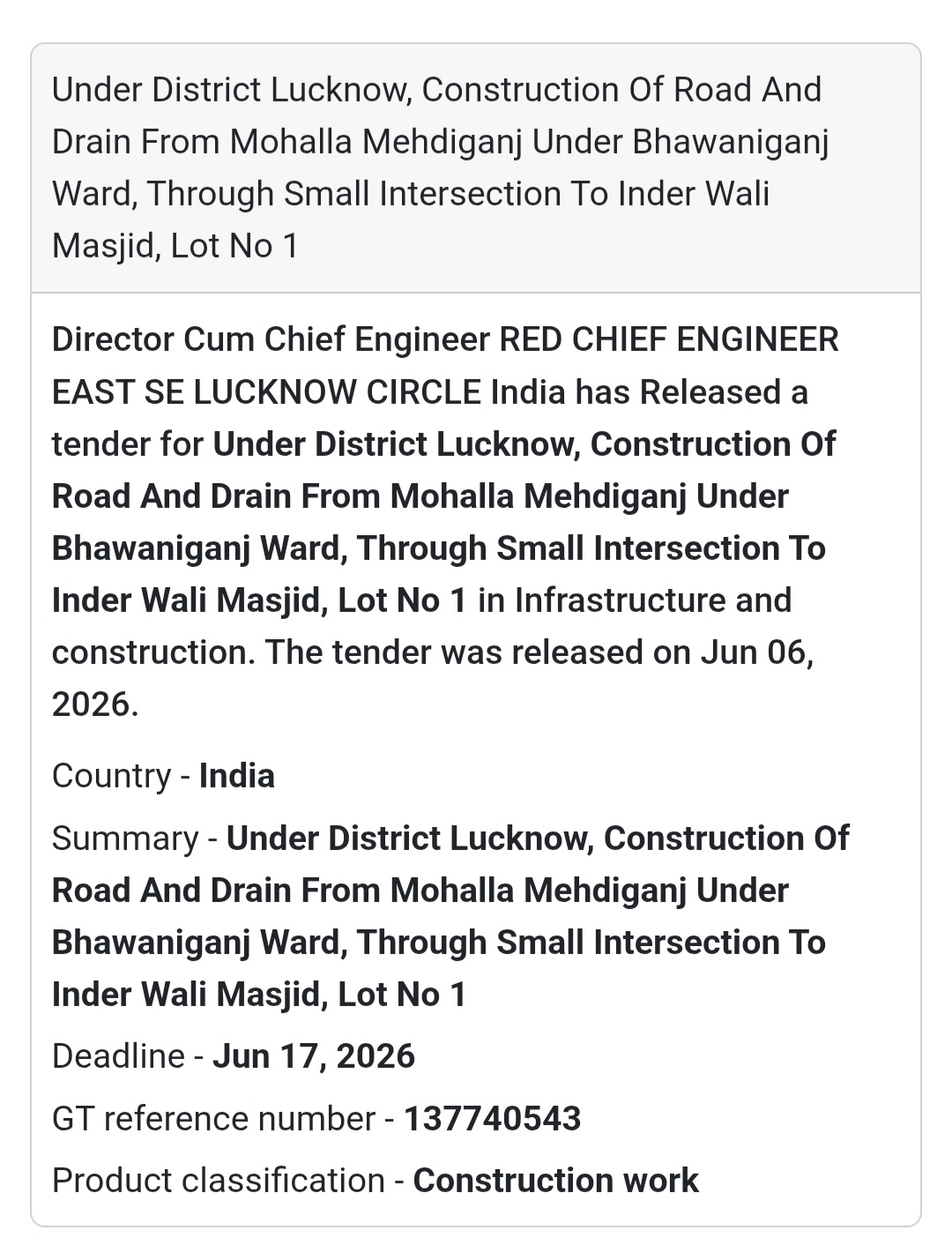 🛣️ Lucknow, Uttar Pradesh | Road & Drain Construction Work