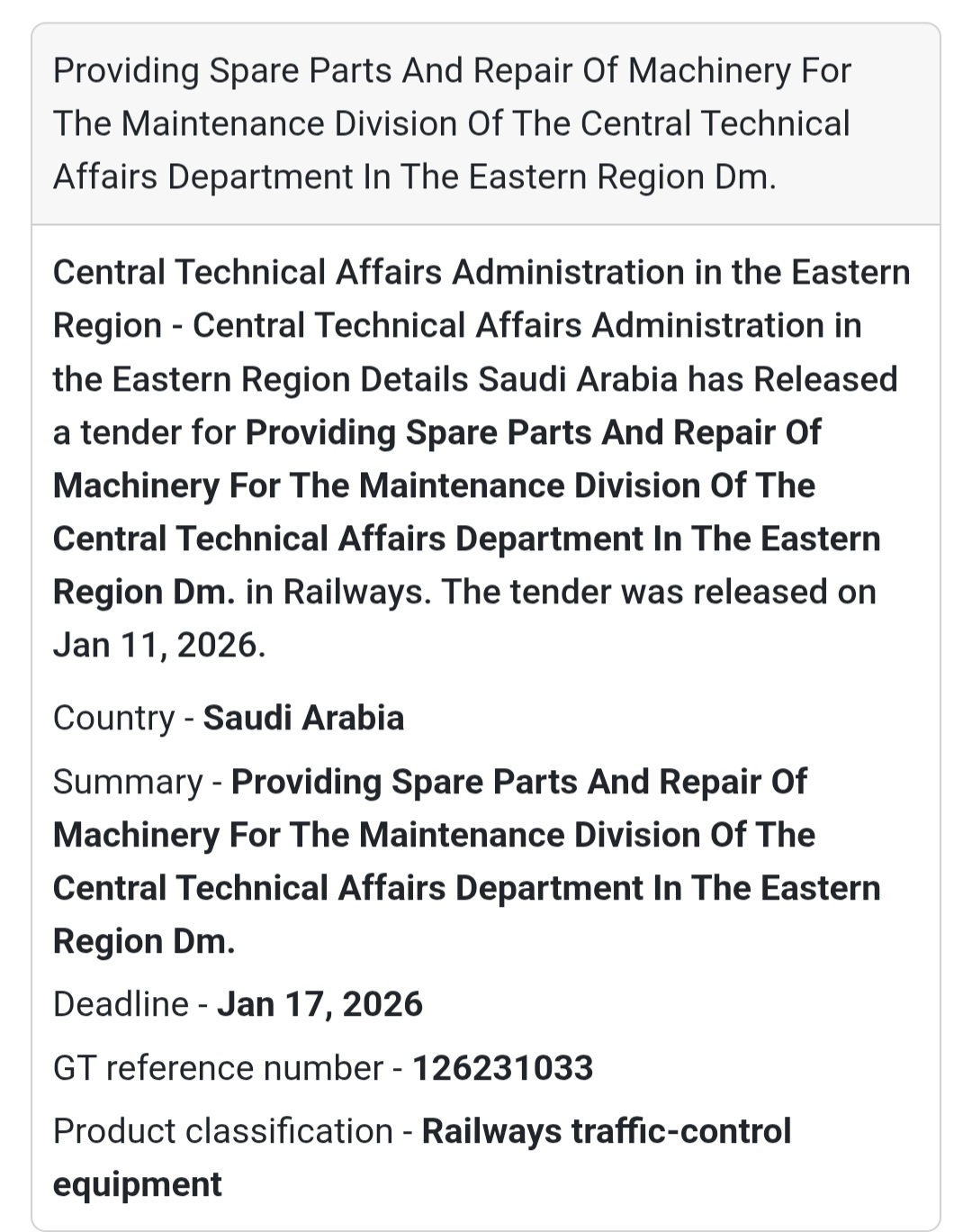 ⚙️ MACHINERY SPARE PARTS & REPAIR – EASTERN REGION