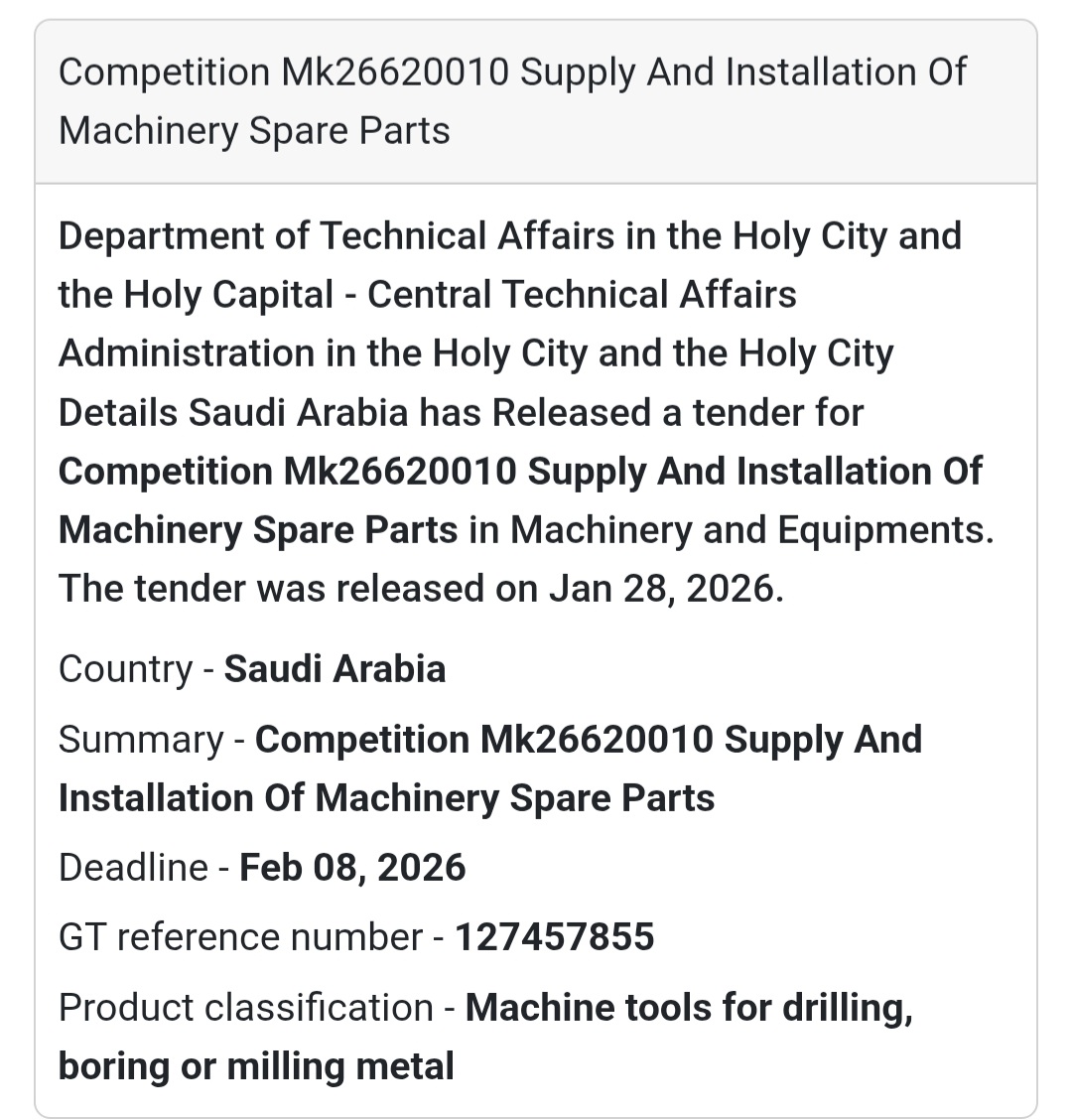 🏗️ Machinery Spare Parts
