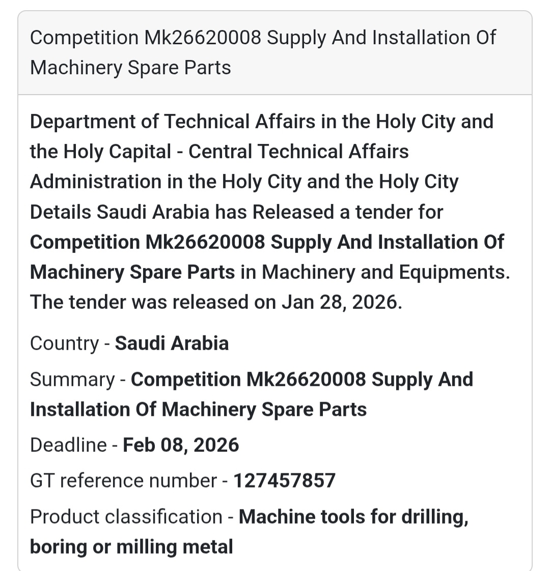 🏭 Machinery Spare Parts