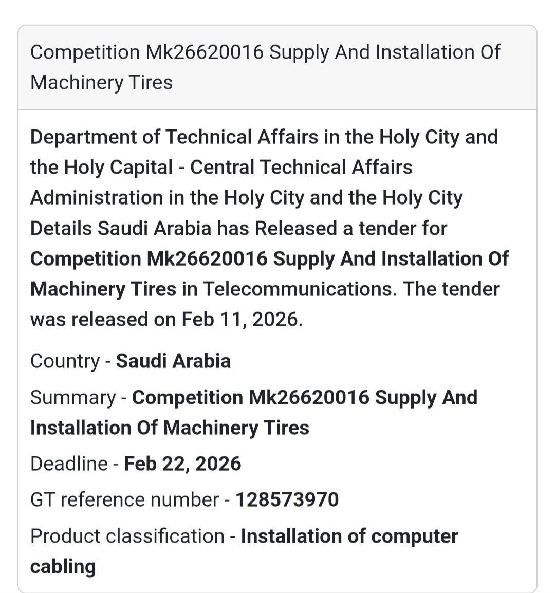 🛞 Machinery Tires – Competition MK26620016