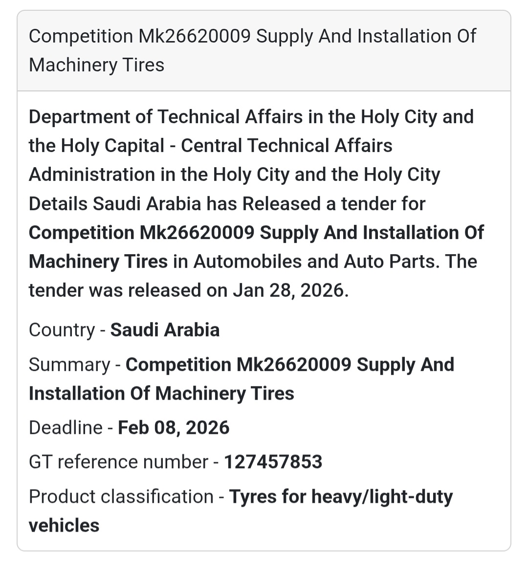 🚜 Machinery Tires Supply