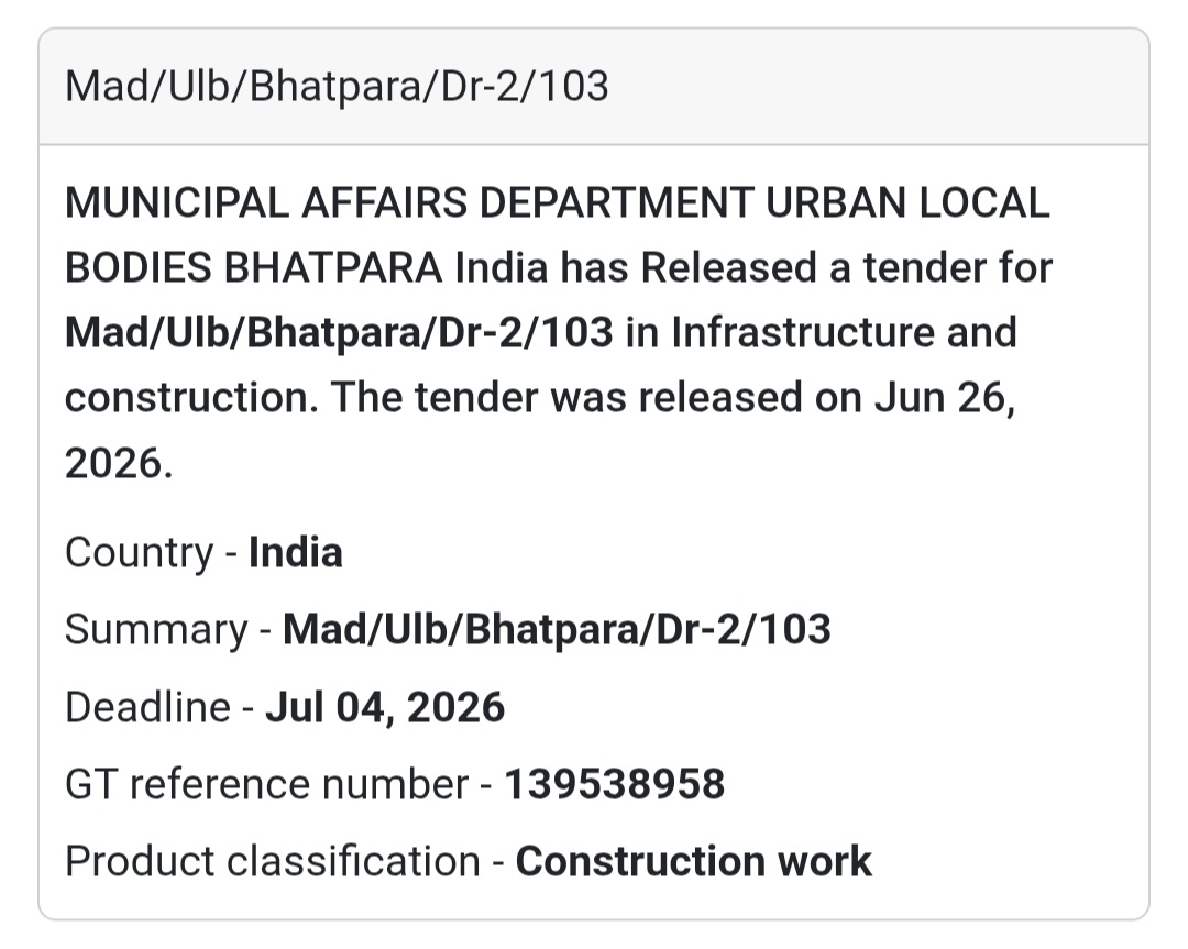 🏗️ Mad/ULB/Bhatpara/DR-2/103 – North 24 Parganas, West Bengal