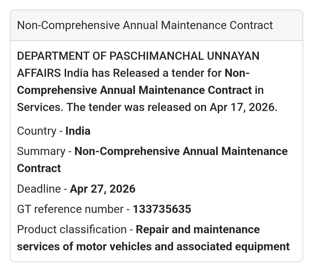 🔧 Maintenance Contract – West Bengal