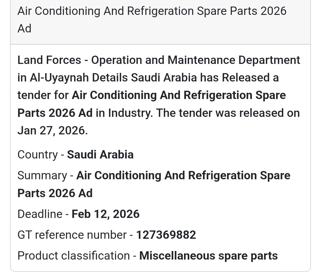 ❄️ Air Conditioning & Refrigeration Spare Parts – 2026🇸🇦 Saudi Arabia