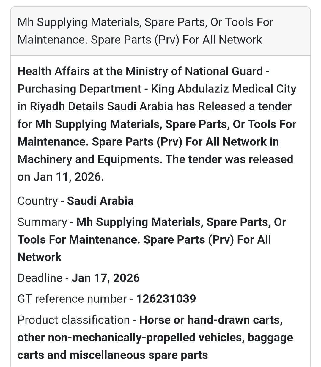 🔧 MAINTENANCE MATERIALS & SPARE PARTS – NETWORK
