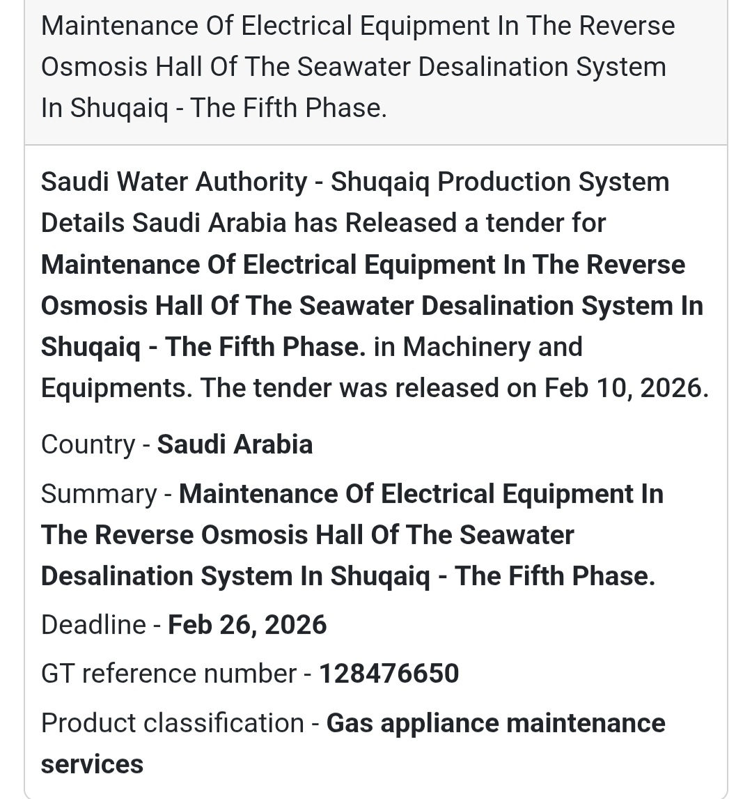 ⚡ Maintenance of Electrical Equipment – Shuqaiq