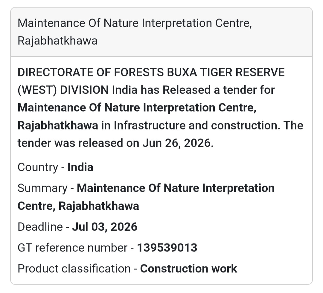 Maintenance of Nature Interpretation Centre, Rajabhatkhawa – Alipurduar, West Bengal
