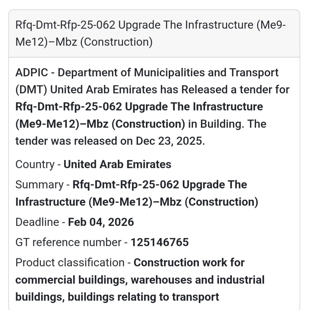 📢 Major Construction Project | UAE (DMT / ADPIC)