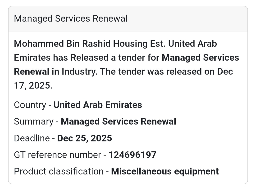 🔔 Managed Services Tender | United Arab Emirates 🇦🇪
