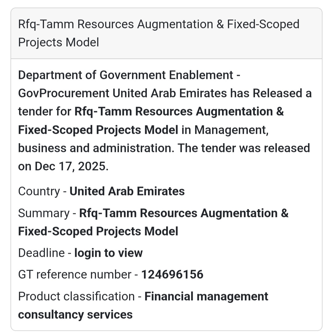🔔 Management & Consultancy RFQ | United Arab Emirates 🇦🇪