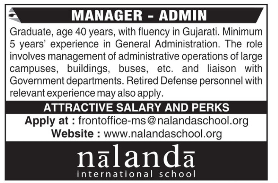 👨‍💼 Manager – Admin Required | 📍Location: Vadodara
