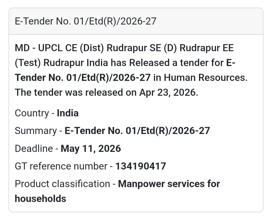 👷 Manpower Services Tender – Rudrapur