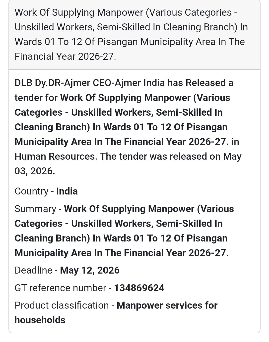 👷 Manpower Supply – Pisangan Municipality
