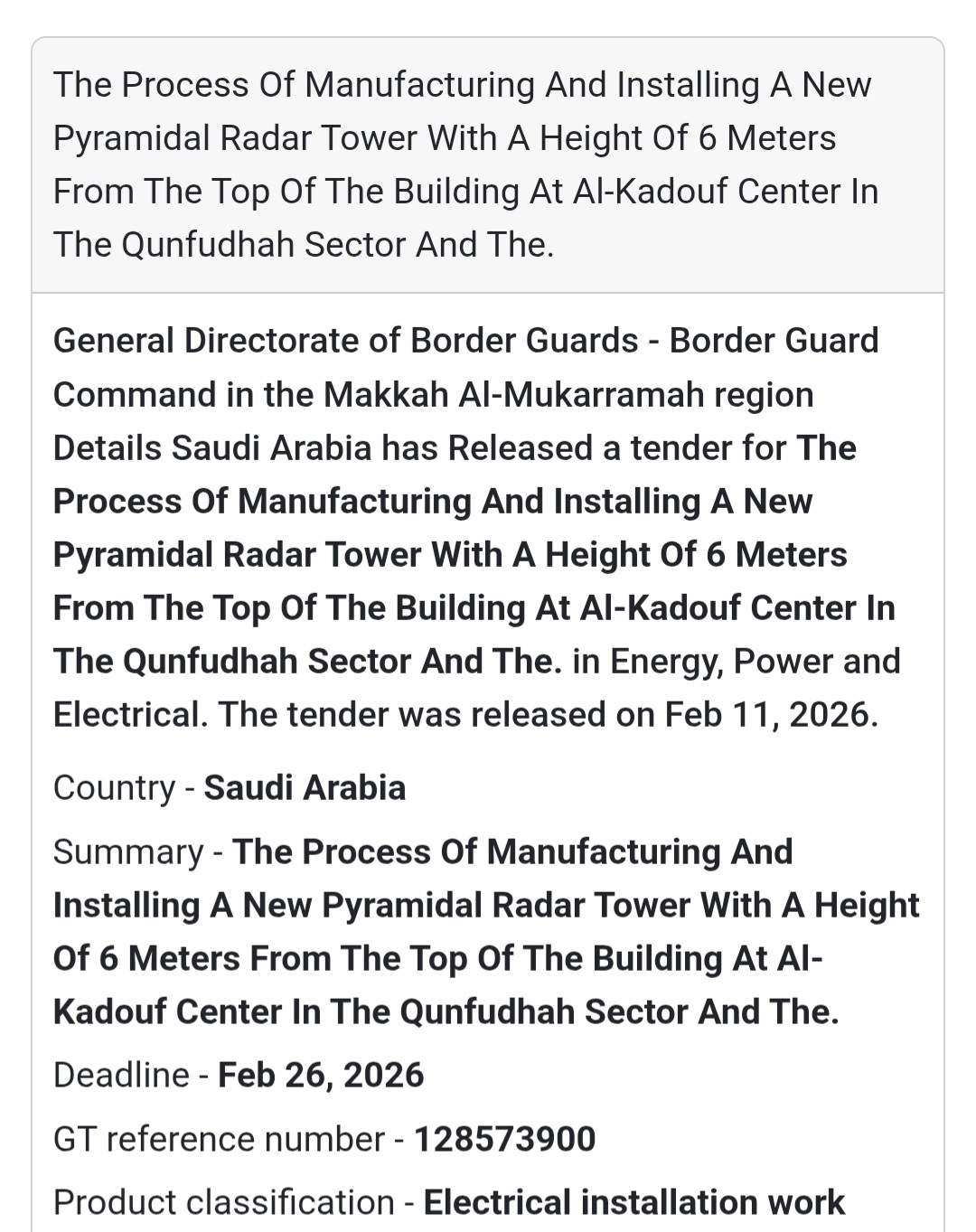 📡 Manufacturing & Installing Radar Tower – Makkah Region