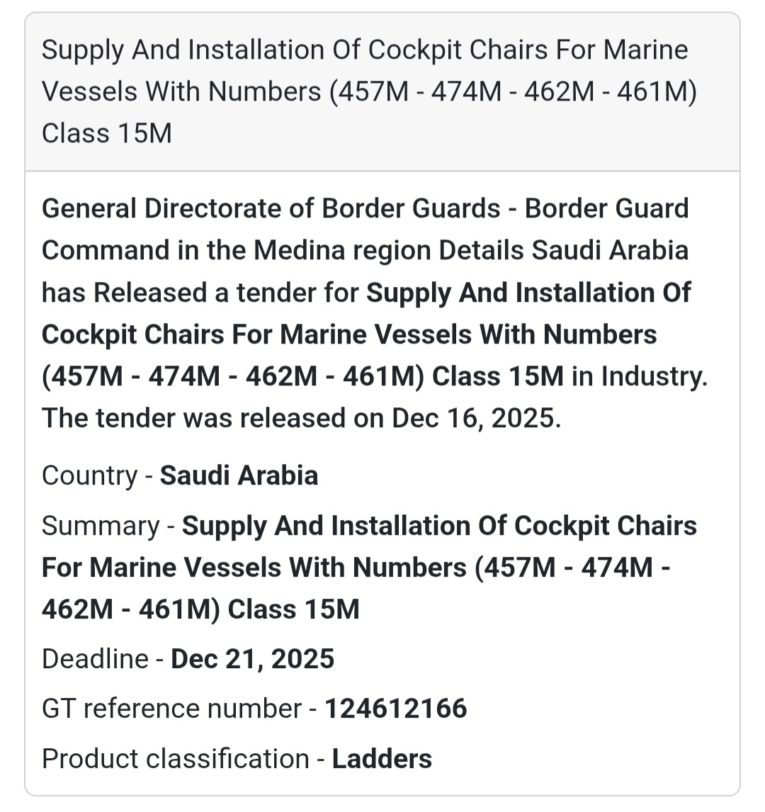 🔔 Marine Industry Tender | Saudi Arabia 🇸🇦