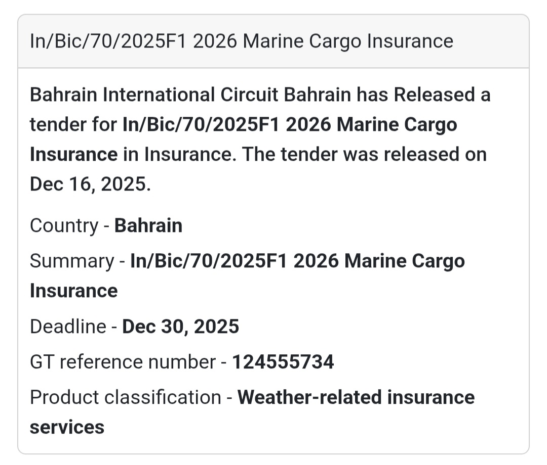 🔔 Marine Insurance Tender | Bahrain 🇧🇭