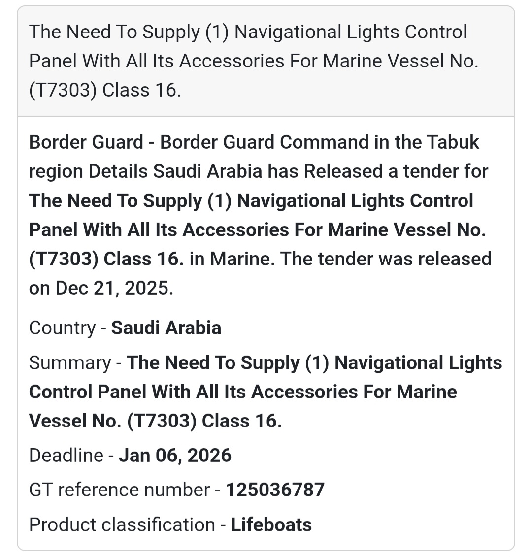 🚢 Marine Navigation Systems Tender – Saudi Arabia