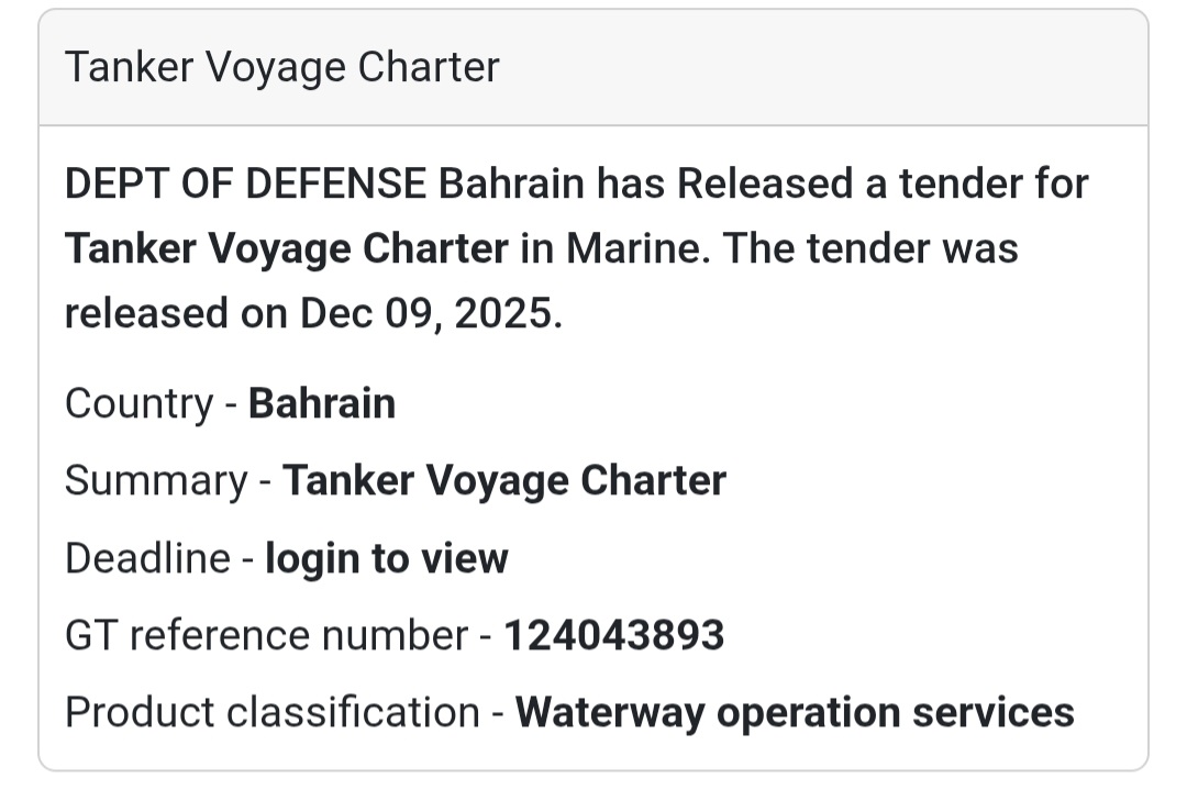 🚨 Marine Services Tender – Bahrain 🇧🇭🚢