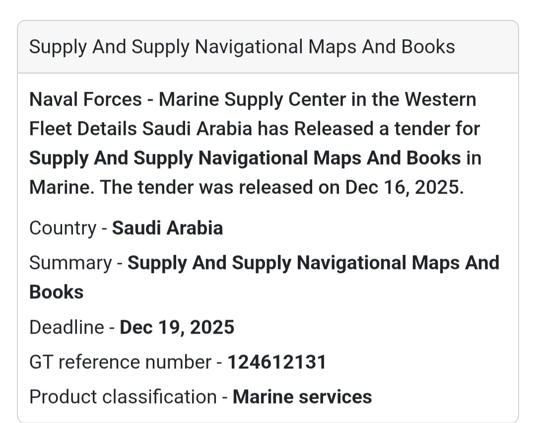 🔔 Marine Supply Tender | Saudi Arabia 🇸🇦