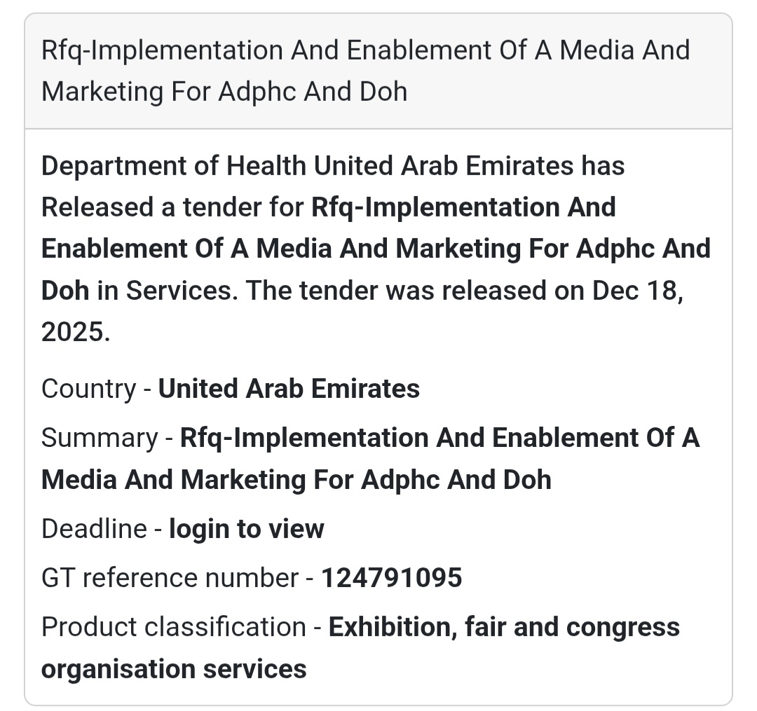 🔔 Marketing & Media Services Tender | United Arab Emirates 🇦🇪
