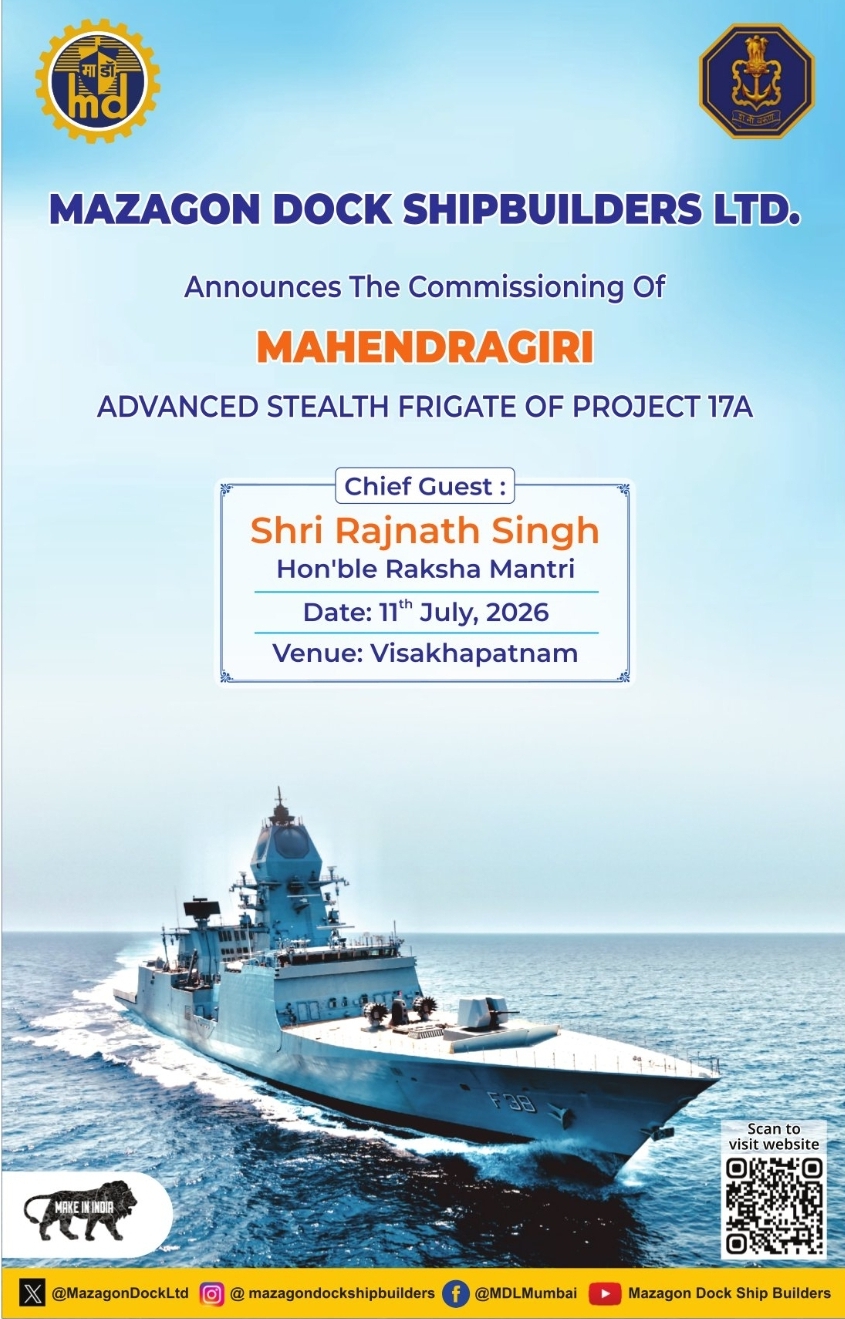 🚢 Mazagon Dock Shipbuilders Ltd. – Commissioning Ceremony