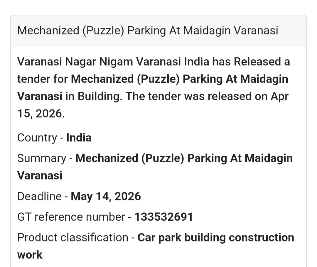 🅿️ Mechanized Parking Project – Varanasi