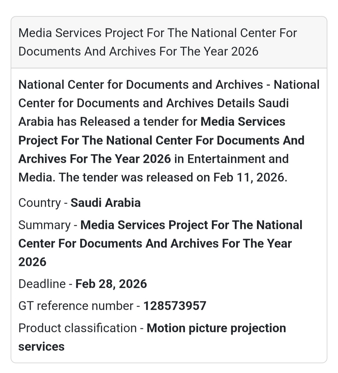 🎥 Media Services Project – National Center for Documents & Archives (2026)